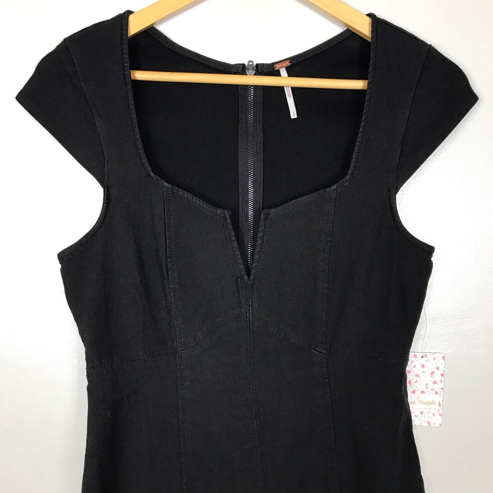 Free People Lia Denim Mini Dress - Black - Picture 3 of 7